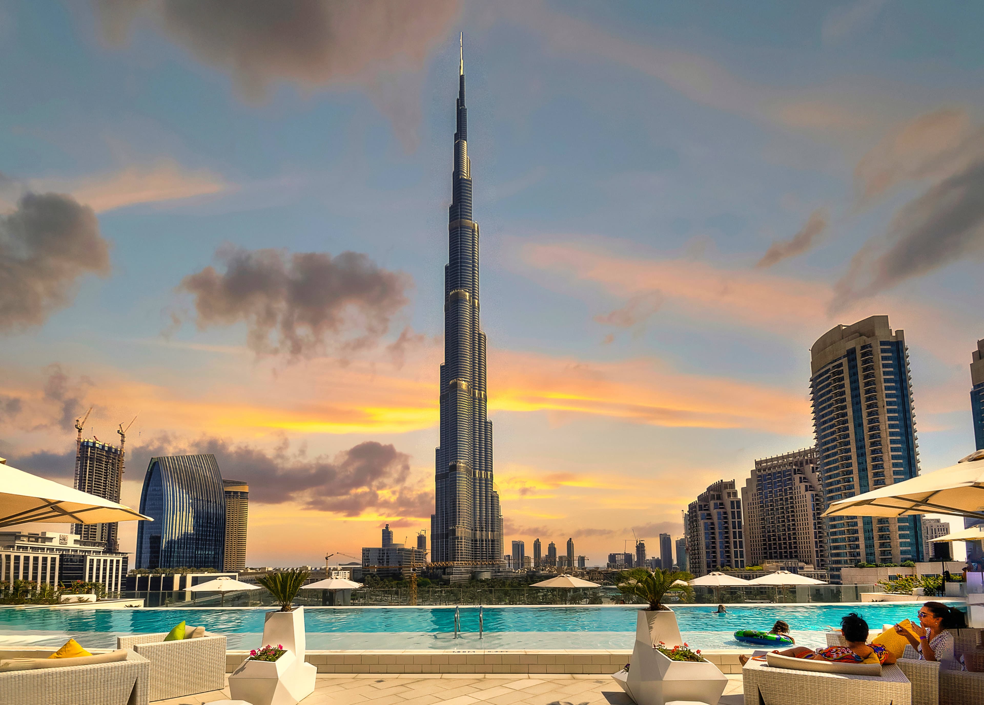 Dubai skyline at sunset